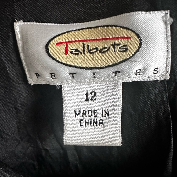 Talbots black dress sheer long sleeves, satin ribbon @ waist simple & elegant - Picture 3 of 10